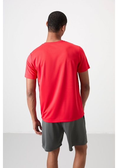 Tommy Life Kırmızı O Yaka Standart Kalıp Logo Desenli Aktif Spor Erkek T-shirt - 88255 Kirmizi