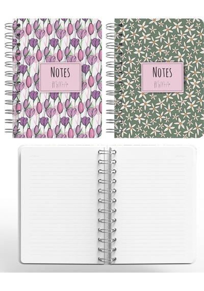 Starflower Tulip Mini Sert Kapaklı Spiralli Defter Set Çok Renkli
