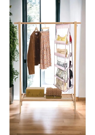 Lüx 10'lu Askılı Çanta Dolap İçi Düzenleyici Organizer Pembe 35x125 Kumaş Pembe Tr Diğer