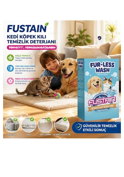Fustaın Furless Wash: Kedi Köpek Kılı Temizlik Deterjanı. Evcil Dostlarınızın Tüy Sorunlarına Son, Çamaşırlarınız Yepyeni