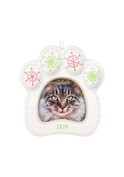 Keepsake Noel Süsleme 2024, Pretty Kitty 2024 Fotoğraf Çerçevesi, Porselen, Evcil Hayvan Hediyeleri