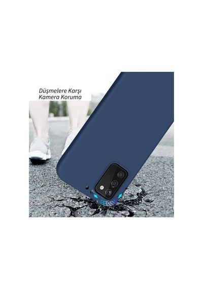 Samsung Galaxy Uyumlu A03s Esnek Soft Tasarım Dayanıklı Kılıf Ve Tam Kaplayan Cam Ekran Koruyucu Mor