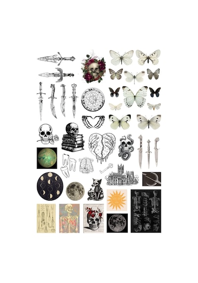 43 Adet Fairygrunge Fairycore Sticker Seti - Etiket Seti Scrapbook Bullet Journal Çok Renkli