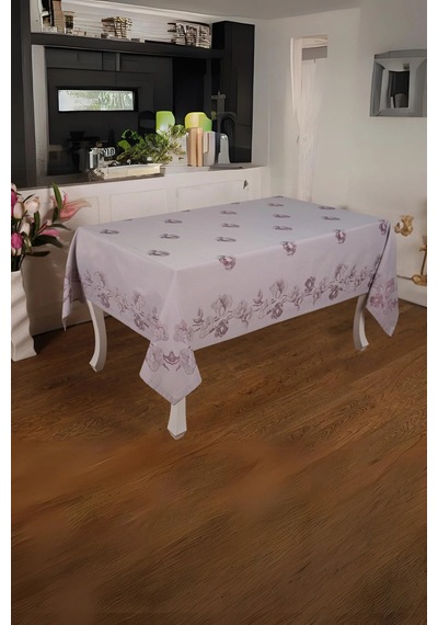 Müge Lüx Jakar Kumaş Mor Masa Örtüsü Dikdörtgen 160x320 Cm - 1084 Çok Renkli