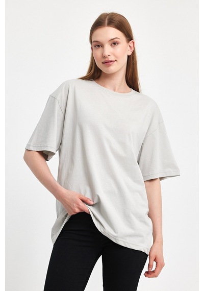 Odda 0008 Kadın Oversize Tişört Gri