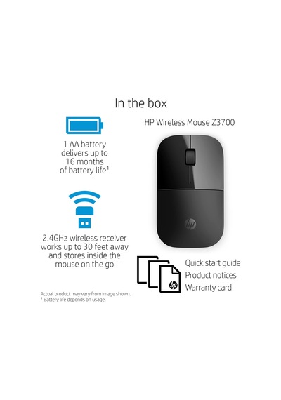 Hp Wireless Mouse Z3700, Black V0l79aa Abl