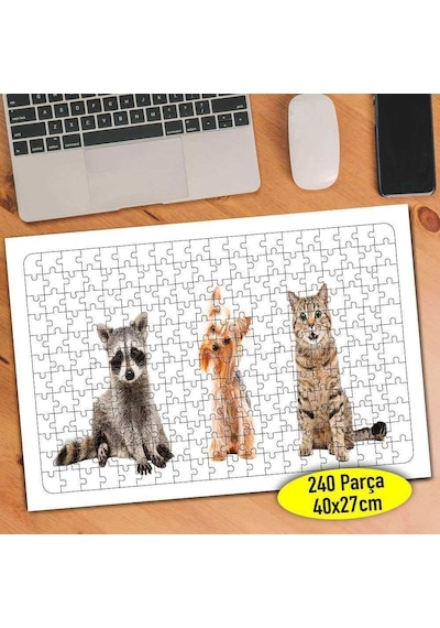 Sevimli Rakun Ve Arkadaşları 240 Parça Puzzle Yapboz Tablo-8449