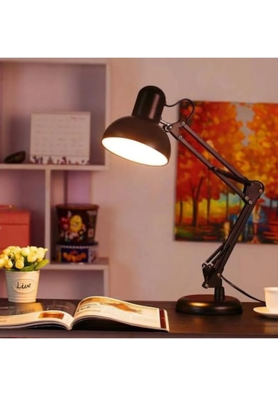 Minihome Esnek Ayarlanabilir 360 Derece Dönebilen Kıskaçlı Akrobat Masa Lambası Siyah Diğer