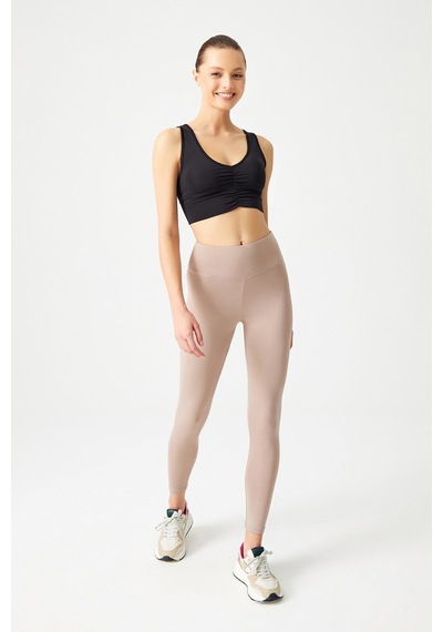 Los Ojos Siyah Hafif Destekli Kaplı Önü Büzgülü Crop Top Büstiyer Low Scoop Siyah