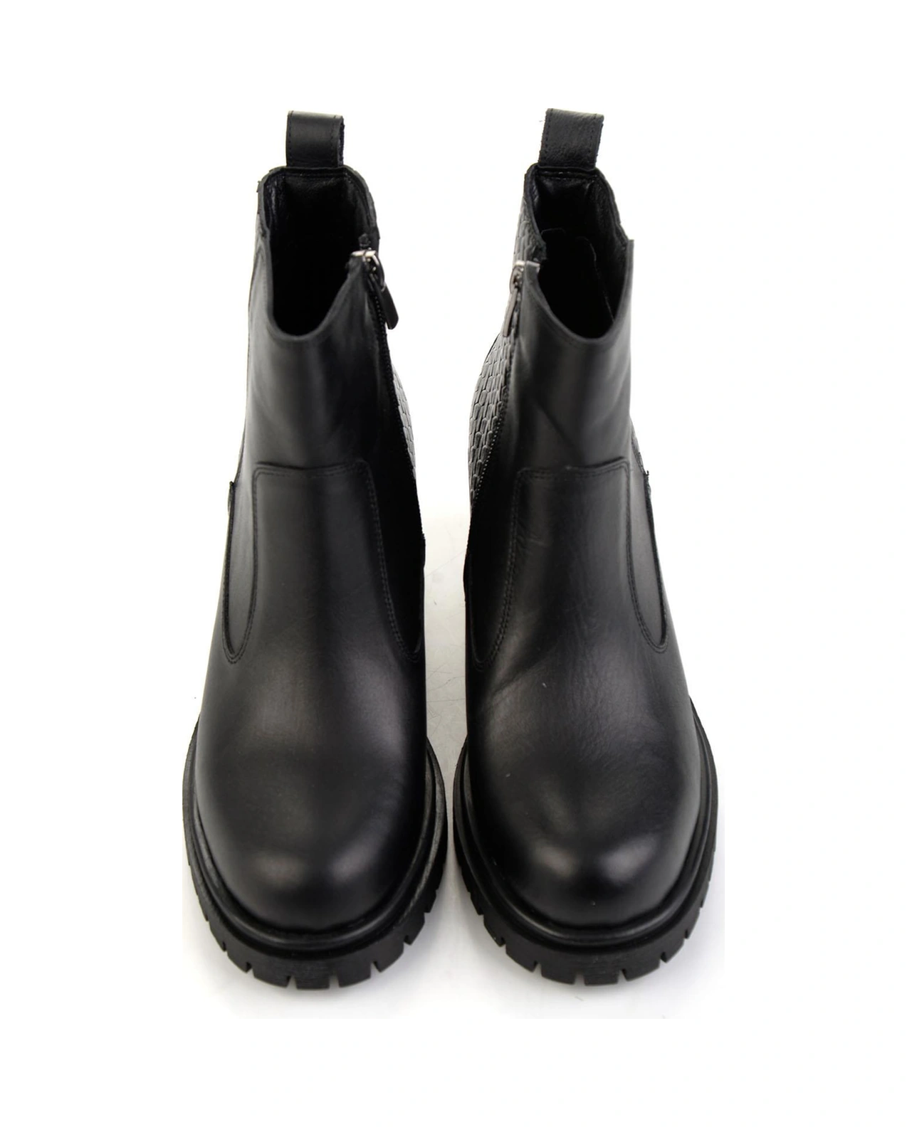 Bambi Siyah Siyah Hakiki Deri Kadın Bot & Bootie K02040500303 Siyah Siyah