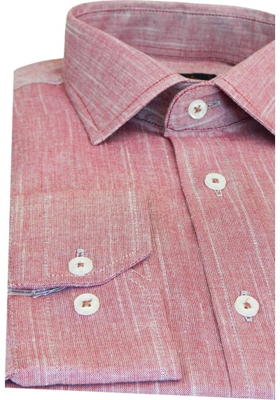 Erkek Gömlek Uzun Kol Silim Fit Keten Bgl-st01456 Bordo