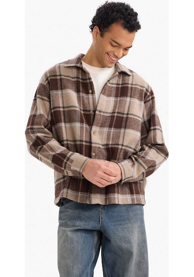 Defacto Boxy Fit Kareli Flanel Uzun Kollu Gömlek G4744ax25wnbn339 Kahve-bn339