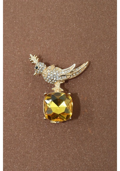 Zirkon Taşlı Anka Kuş Broş. Yaka İğnesi Anka Kuş Broş. Taşlı Anka Broş. Kadın Broş. Anka Kuşu Broş. Gold