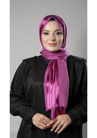 Hürrem Bone Şarabi Şerit Çizgili Şal Viskon Kumaş Bursa Dolama 202109 08 Mor