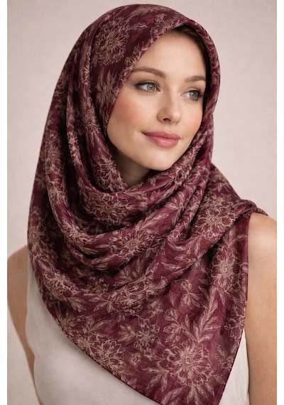 İpekal Mono Organik Pamuk Eşarp - 06248 Bordo-somon