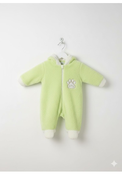 Balbeybi Wellsoft Peluş Bebek Tulum, Kışlık Kapüşonlu,kız/erkek Yeşil