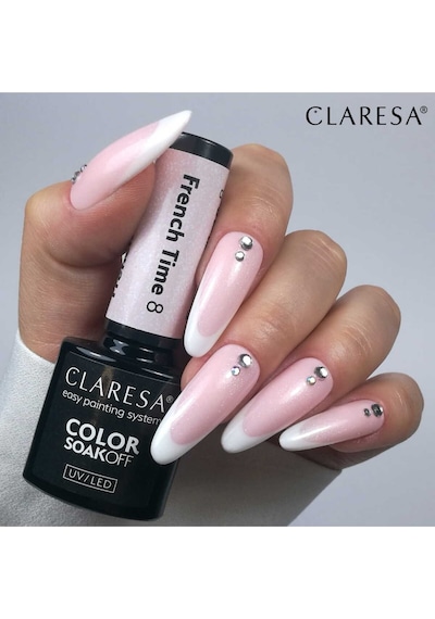Claresa Kalıcı Oje French Time Yarı Şeffaf Nude Parıltılı Pembe 08 5gr