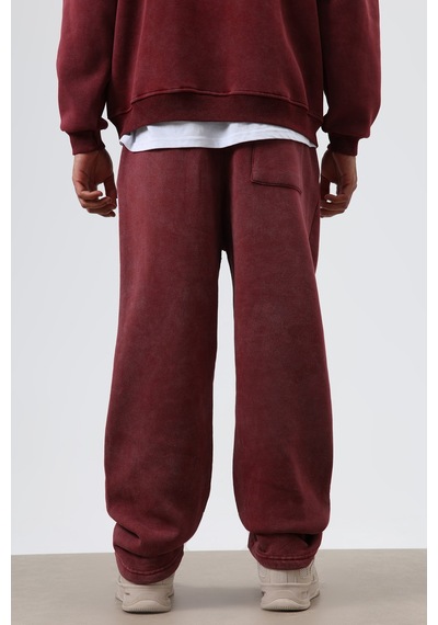 Vamos Yıkamalı Baggy Eşofman Alt Bordo
