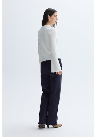 Mudo Kadın Kadın Mor Straight Fit Kadife Pantolon 1264371
