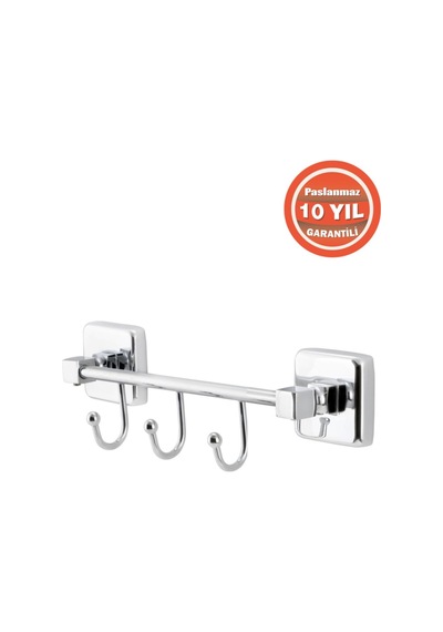 Çelik Banyo Paslanmaz Pirinç Kumru Kancalı 3'lü Banyo Askısı Set Askılık Krom