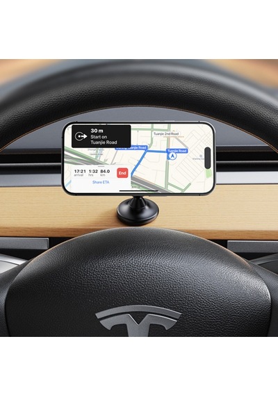 Tesla Model Y / Model 3 Magsafe Cep Telefonu Tutucu Ve Kablosuz Şarj Edici Mıknatıslı Siyah