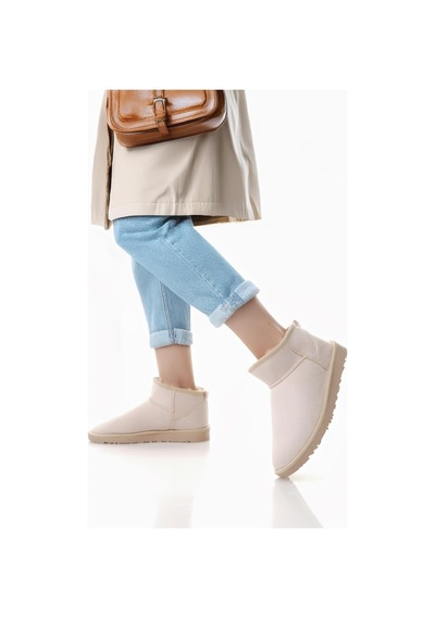 Nesilshoes Nesil Shoes Ypr 7391 Bej Süet İçi Kürklü Su İtici Kadın Bot Bej-süet