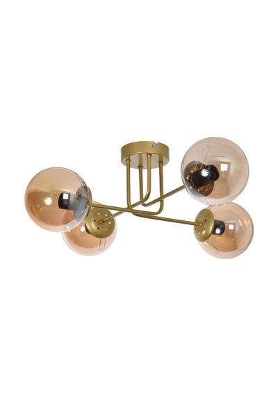 Safir Modern Tasarım Salon Yatak Odası Mutfak Eskitme Renk Bal Camlı 4 Lü Avize Eskitme Bal Eskitme Bal