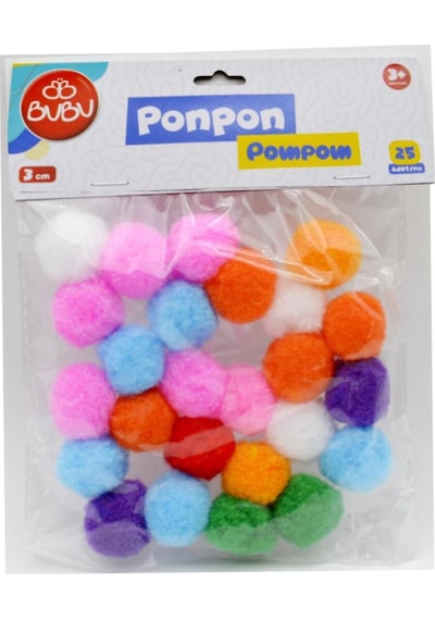 Ponpon 3 Cm Karışık Renk 25 Li Bubu-pon003