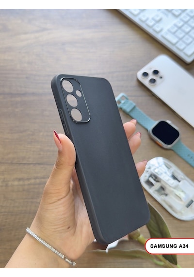 Samsung Galaxy A34 Uyumlu Süper İnce Mat Ultra Thin Silikon Kılıf Siyah