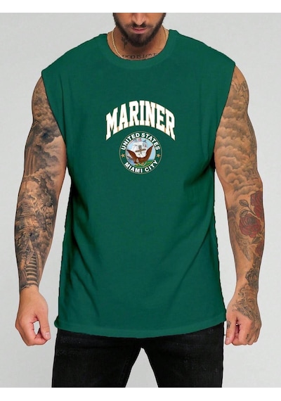 Mariner Baskılı Kolsuz Tişört Yeşil