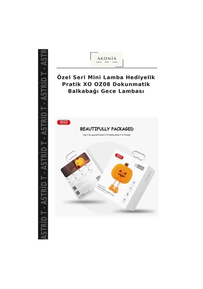 Özel Seri Mini Lamba Hediyelik Pratik Xo Oz08 Dokunmatik Balkabağı Gece Lambası Sarı
