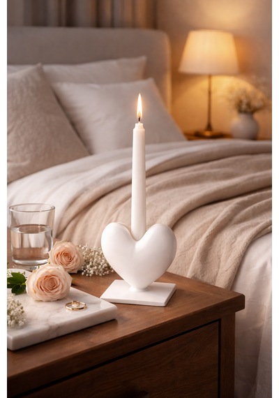 Dekoratif Kalpli Şamdan Romantik Mumluk Beyaz