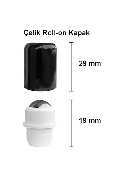 Afracam 10 Ml Çelik Roll On Şişesi 10 Cc Sızdırmaz Siyah Kapaklı Cam Şişe 2 Adet Şeffaf, 10