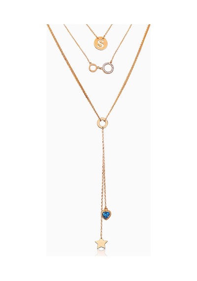 Kuyumcudukkani Karışık 3 Parçalı Kolye-37277-r-blu Rose Gold