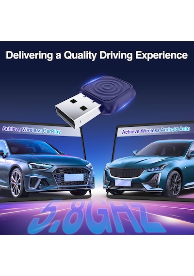 Mini Ultra İphone Ve Android İçin Kablosuz Adaptör Kablolu Carplay Ve Android Auto'ya Kablosuz Dönüştürür, Tak Ve Kullan, Arabalarla Uyumlu