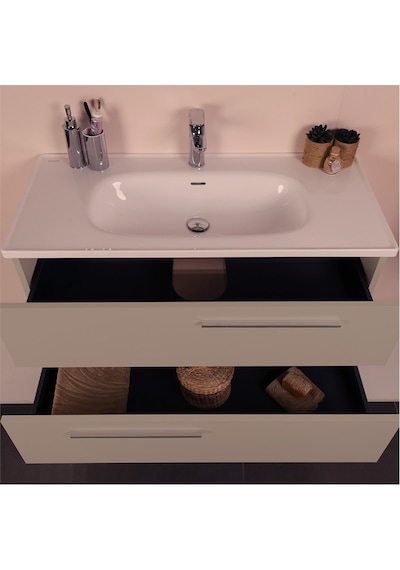 Kobos Serenity 100 Cm Banyo Dolabı Seti Latte Kahve