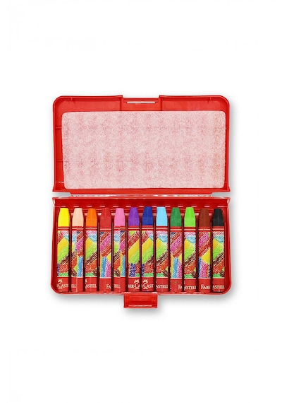 Faber-Castell Altıgen Pastel Boya 12 Renk Plastik Kutu