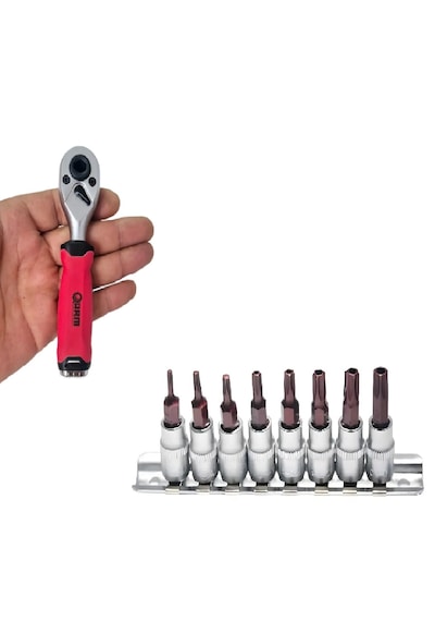 Arm 1/4 Mini Lokma Cırcır Kolu 72 Diş Delikli Torx Bits Uç Seti Takımı