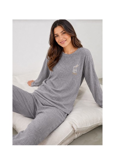 Pemilo Kadın 1250-1 Seul Raporlu Pijama Takımı Gri