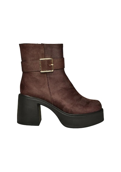 Fox Shoes V726446602 Kahverengi Süet Kalın Topuklu Kadın Bot Kahverengi-süet
