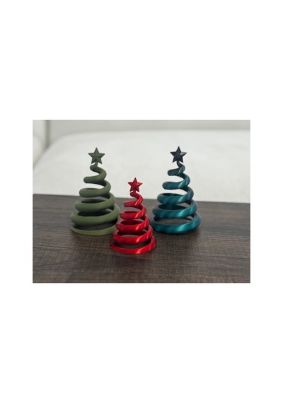 Alvera Decor 3'lü Spiral Yılbaşı Ağacı Seti Yıldız Tepelikli Masaüstü Çam Süsü Kırmızı Beyaz Yeşil Diğer