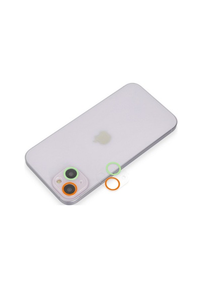 Apple İphone 13 Uyumlu Renkli Kamera Lens Koruma Cam - Turuncu-yeşil