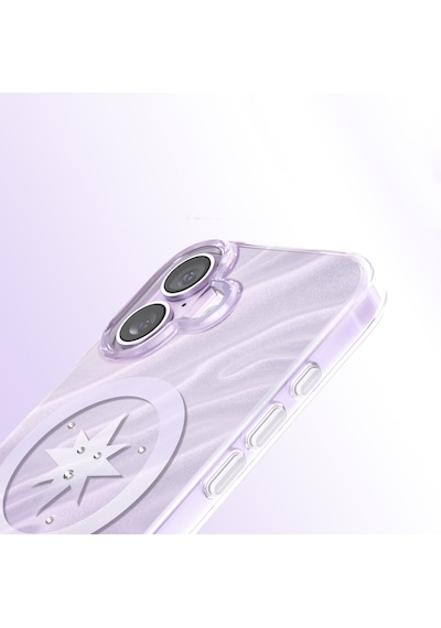 İphone 17 Kılıf M-safe Özellikli l Swarovski Taşlı Zore Paris Rovix Sert Pc Kapak Açık Mor