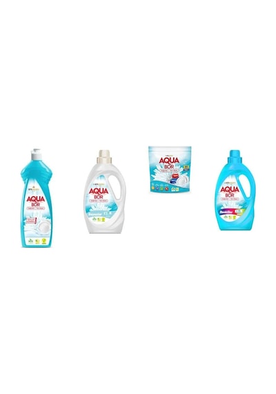 Aquabor Doğal Mineralli Elde Bulaşık + Sıvı Beyaz + Tablet + Sıvı Renkliler 4 Lü Set 71052802