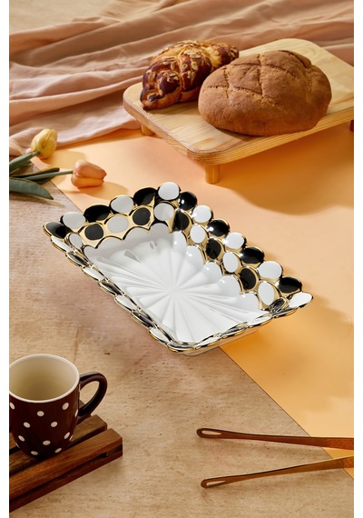 Cooker 30 Cm Porselen Dikdörtgen Sunumluk Dekoratif Kase Ckr3838
