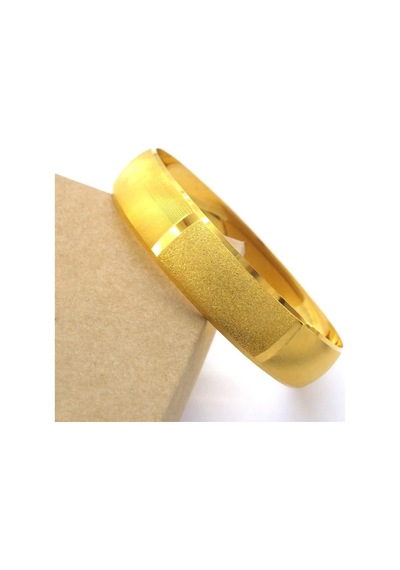 Altın Kaplama Parçalı Düz Ve Simli 1.5 Cm Bilezik Blz-3064 Altın