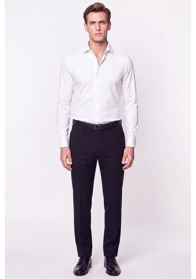 Slim Fit İtalyan Yaka %100 Pamuk Saten Düz Beyaz Gömlek Gk 759