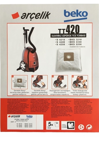 X-Bag Arçelik S 4210 S 4240 S 4250 Uyumlu Süpürge Toz Torbası 20 Adet Standart