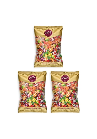 Karışık Meyve Dolgulu Bonbon Şeker 1kg 3 Lü Set 3x1kg Glutensiz