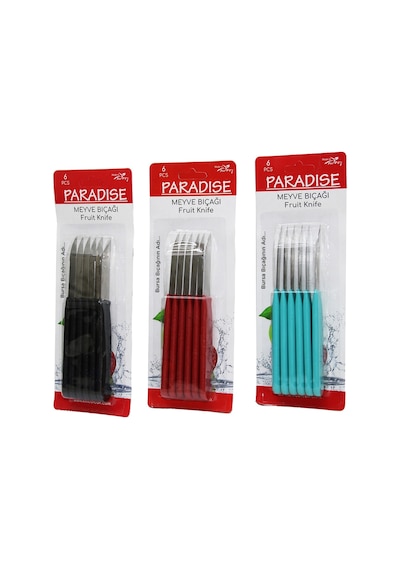 6 Parça Meyve Bıçak Renkli Plastik Saplı Bx40